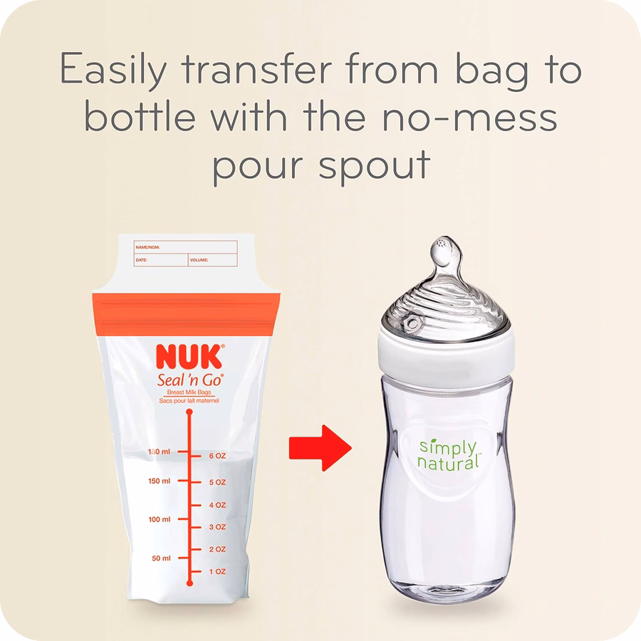 Sacchetti per latte materno NUK Simply Natural Seal n' Go: Sacchetti per la conservazione del latte materno: Neonati