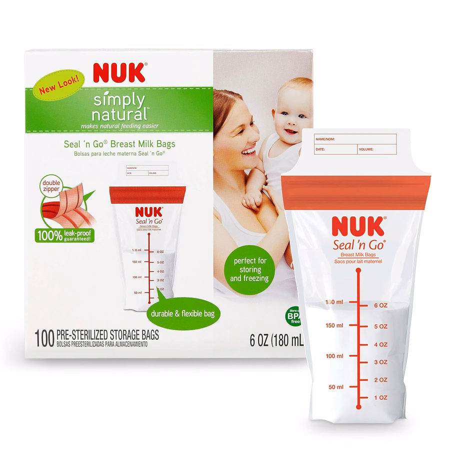 Sacchetti per latte materno NUK Simply Natural Seal n' Go: Sacchetti per la conservazione del latte materno: Neonati