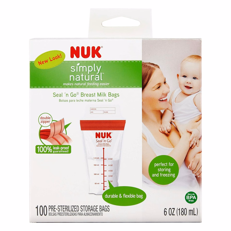 Sacchetti per latte materno NUK Simply Natural Seal n' Go: Sacchetti per la conservazione del latte materno: Neonati
