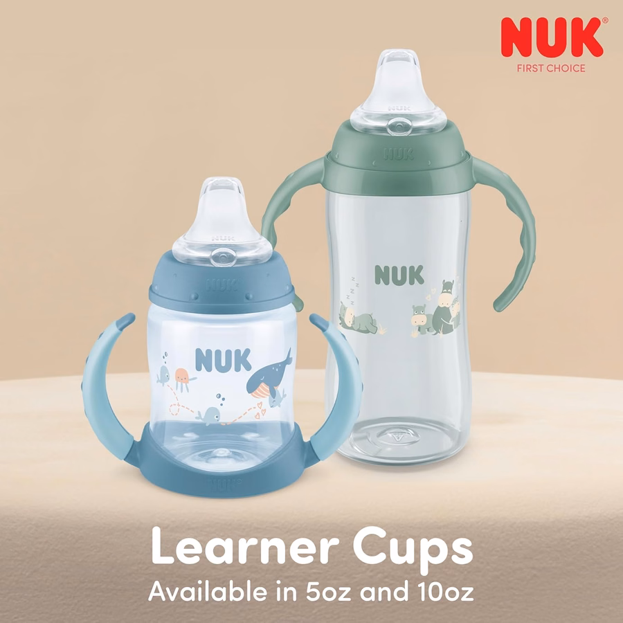 NUK Learner Cup 6+ mesi Collezione Timeless Esclusiva Amazon 10 Oz – Senza BPA Bicchiere antigoccia Confezione da 2 (confezione da 1) : Bambino