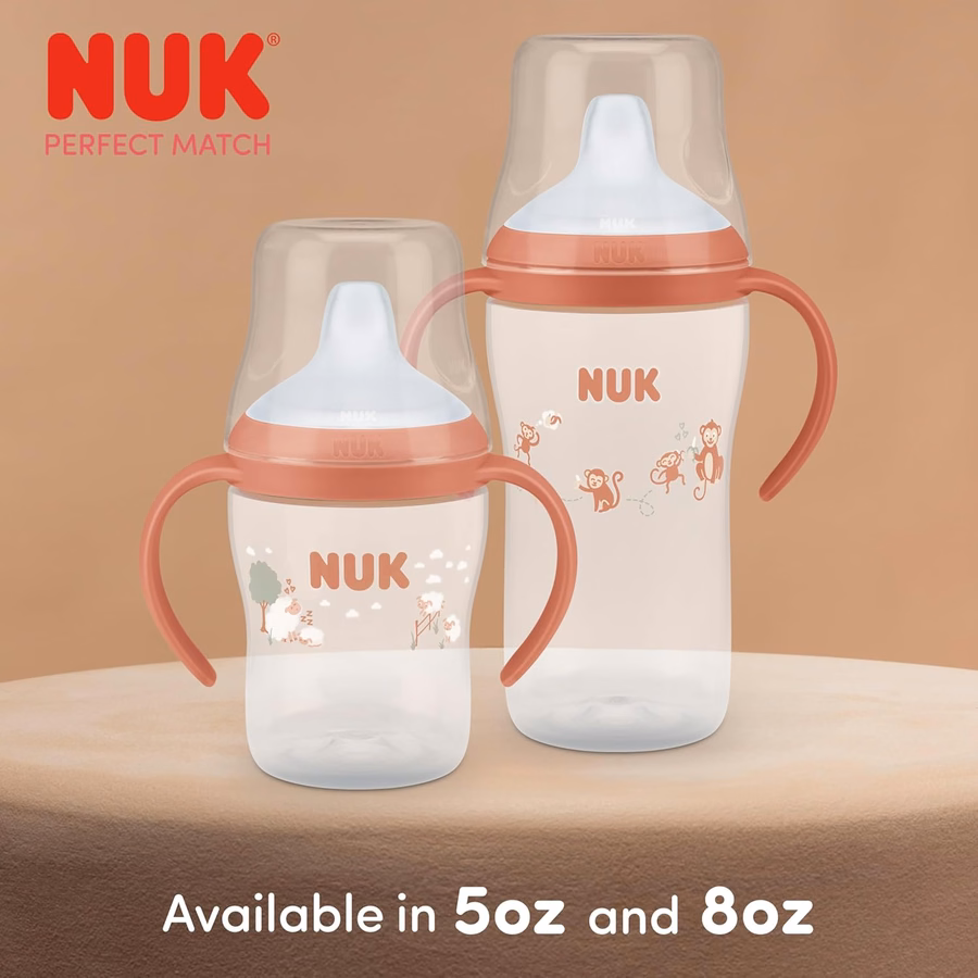 NUK Perfect Match Learner Cup, 237 ml, confezione da 2 – Beccuccio morbido, manici facili da impugnare, senza BPA, bicchiere antigoccia per la transizione: Prodotti per ufficio
