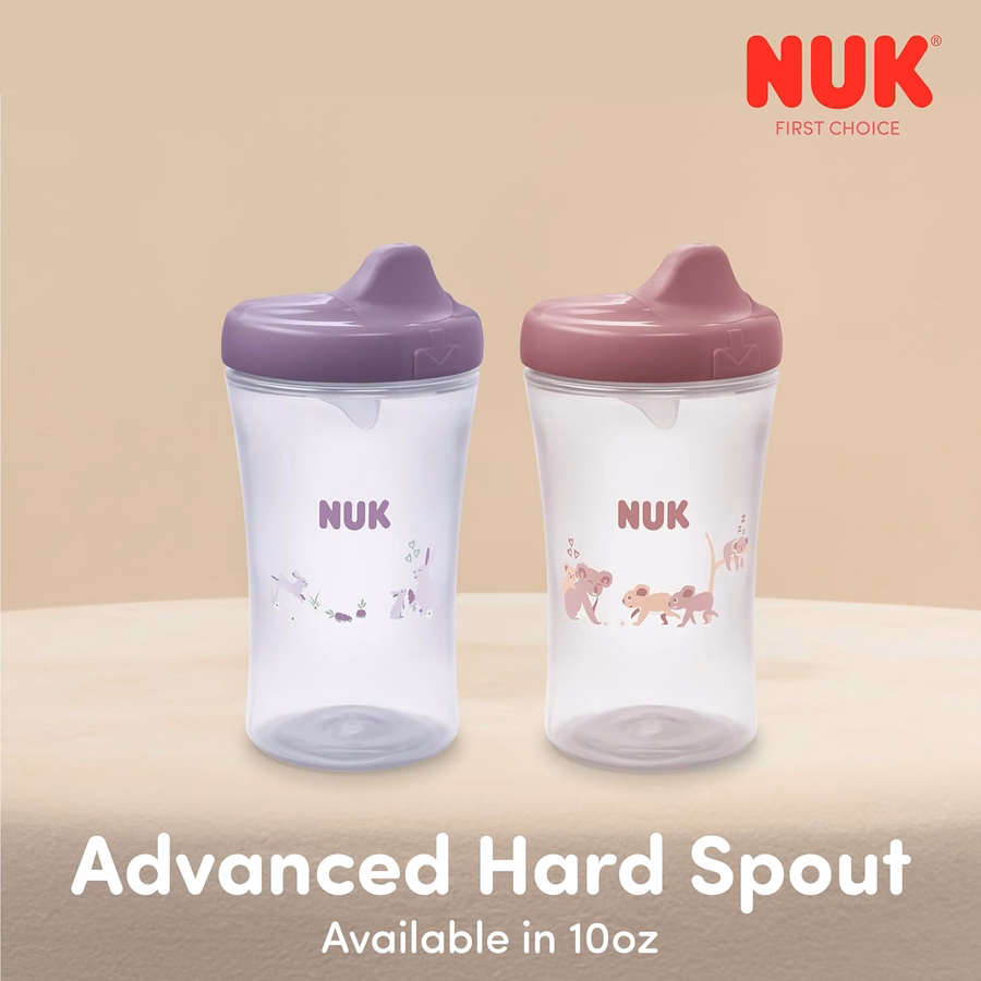 NUK Tazza con beccuccio rigido Sesame Street, 295 ml, confezione da 2 – Senza BPA, tazza antigoccia: per neonati
