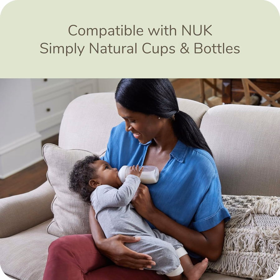 Tettarelle per biberon NUK Simply Natural - Flusso lento, in silicone, extra morbide, con sistema anti-colica, senza BPA, confezione da 2: per neonati