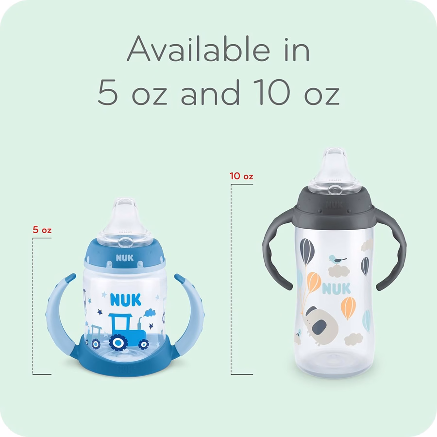 NUK Fun Grips Bicchiere con beccuccio rigido, 295 ml | Facile da impugnare, senza BPA, bicchiere per bambini a prova di fuoriuscite, confezione da 4: Bambino