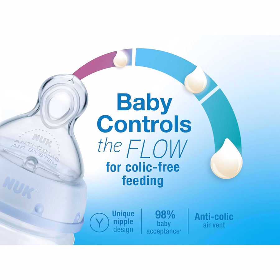 Biberon anticolica NUK Smooth Flow, 150 ml, confezione da 4, elefante: Prima infanzia