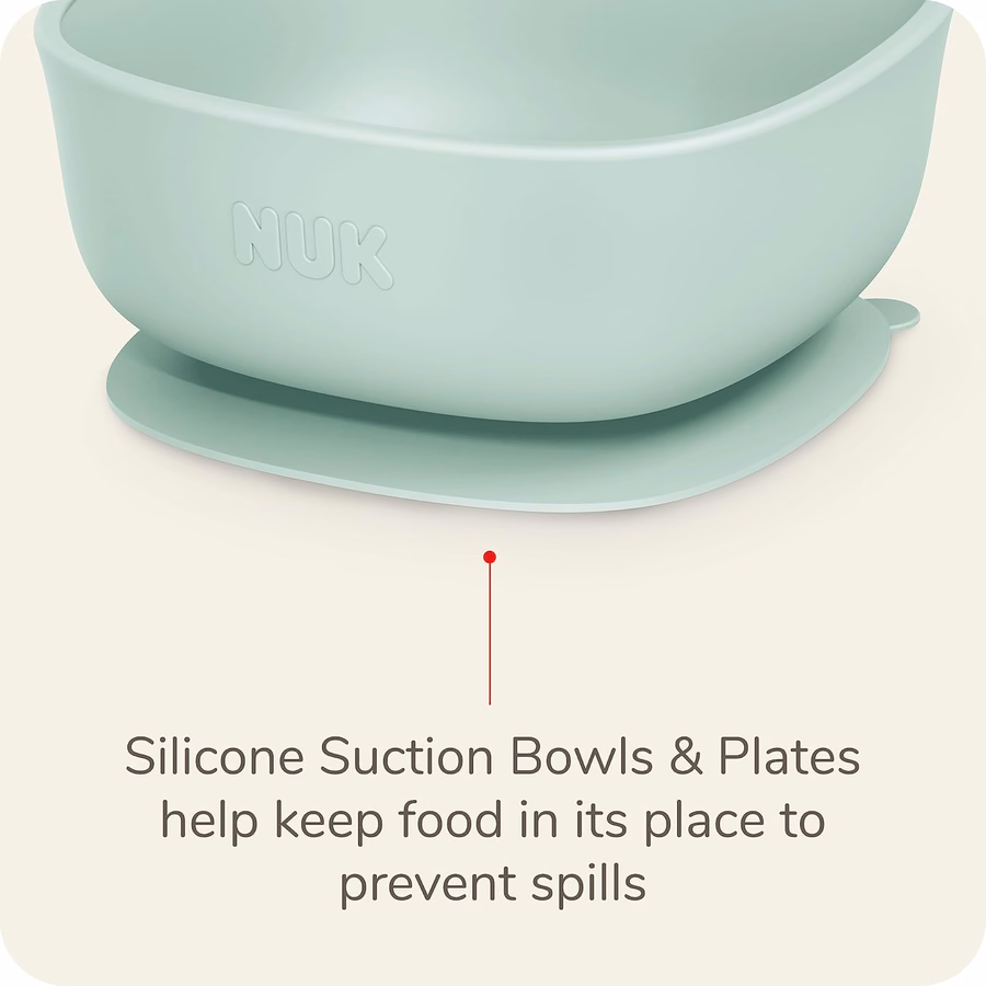 Cucchiai per neonati in silicone NUK, materiale in silicone resistente, facili da impugnare e da usare per l'alimentazione, lavabili in lavastoviglie, senza BPA, confezione da 3: per neonati