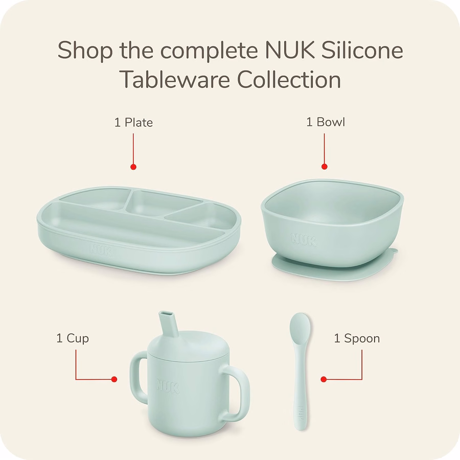 Cucchiai per neonati in silicone NUK, materiale in silicone resistente, facili da impugnare e da usare per l'alimentazione, lavabili in lavastoviglie, senza BPA, confezione da 3: per neonati