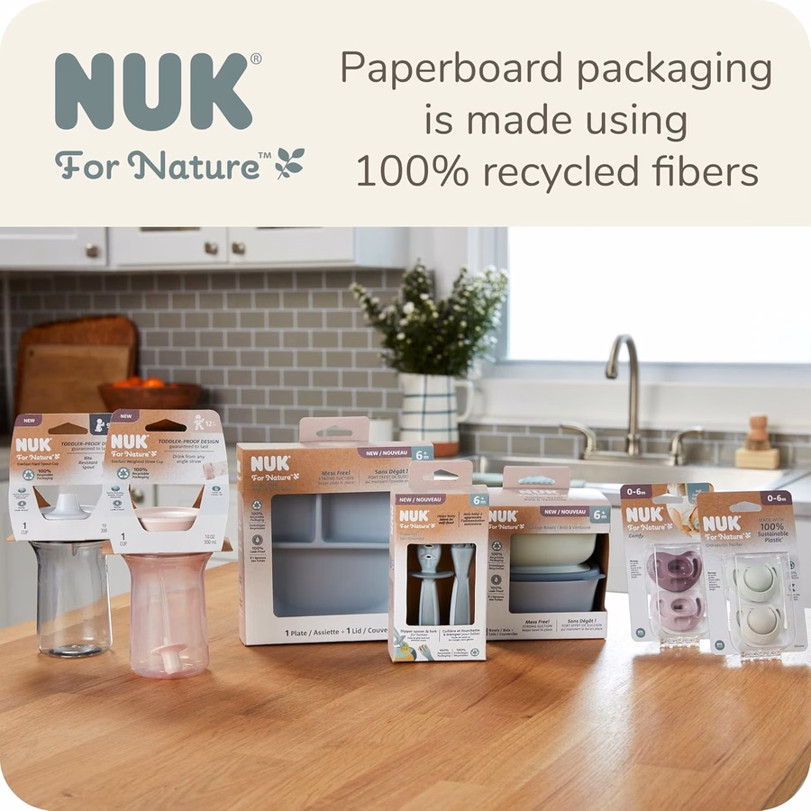 NUK for Nature Piatto con ventosa e coperchio, coperchio a prova di perdite, adatto a microonde, congelatore e lavastoviglie (cestello superiore), senza BPA e lattice, confezione da 1: Baby