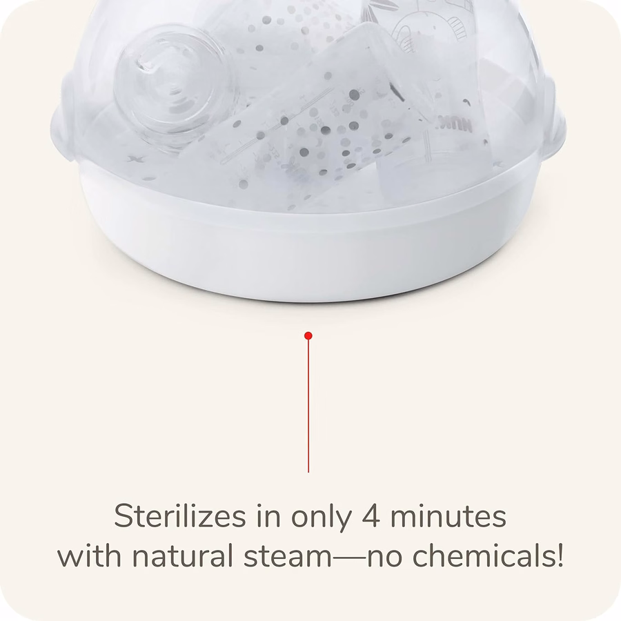 Sterilizzatore per biberon e accessori NUK Micro Express per microonde, sterilizzazione rapida ed efficace con vapore naturale: per neonati.