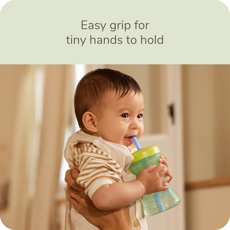 NUK Fun Grip Straw Cup, confezione da 3 - Bicchiere con cannuccia per bambini, ideale per bere facilmente, adatto a partire dagli 8 mesi di età: Baby
