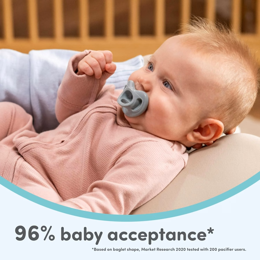 Ciucci ortodontici NUK 100% silicone, comodi, 0-6 mesi, blu, collezione Timeless, confezione da 5: per neonati