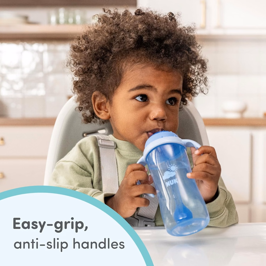 NUK Learner Straw Cup, 295 ml, confezione da 2 - Bicchiere con cannuccia morbida per bambini, ideale per bere facilmente, adatto a partire dagli 8 mesi di età, collezione Timeless : Baby