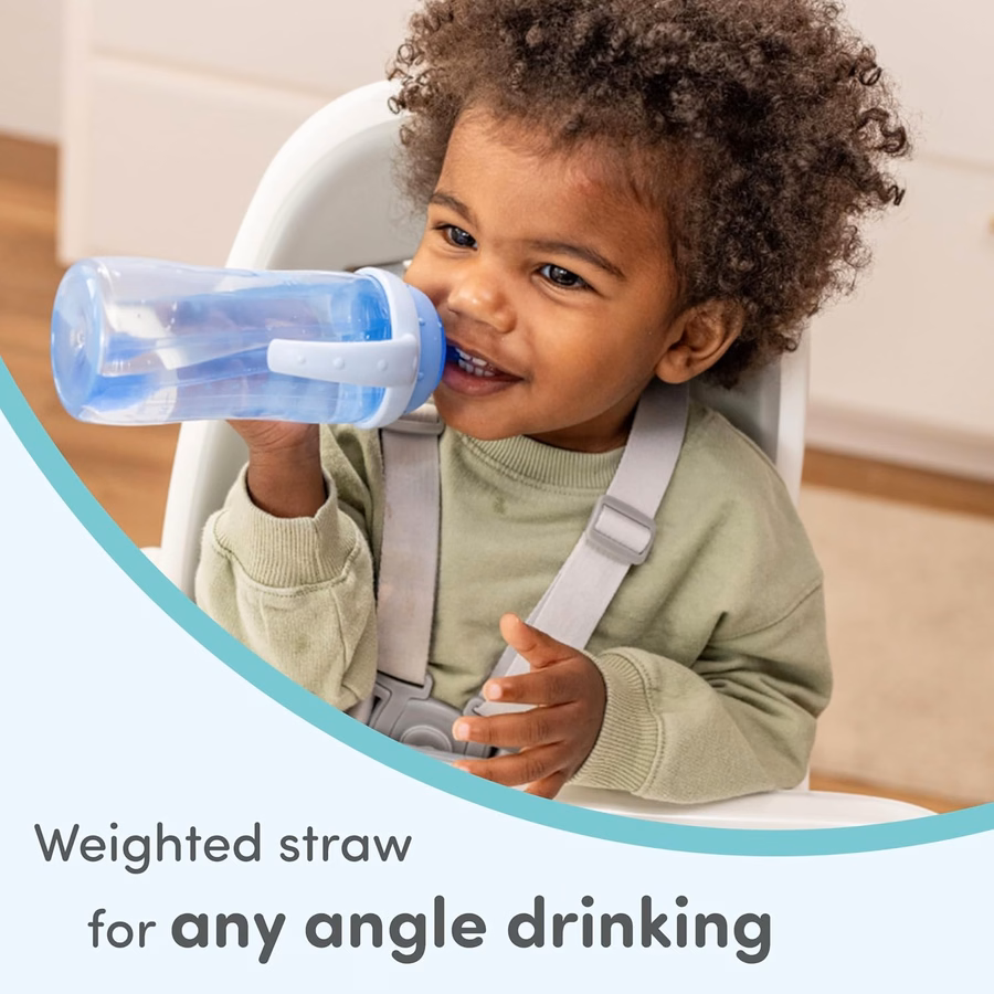 NUK Learner Straw Cup, 295 ml, confezione da 2 - Bicchiere con cannuccia morbida per bambini, ideale per bere facilmente, adatto a partire dagli 8 mesi di età, collezione Timeless : Baby