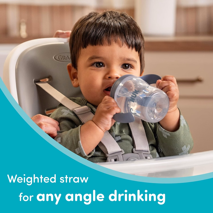 NUK Perfect Match Learner Straw Cup, 237 ml, confezione da 2 – Cannuccia morbida, manici facili da impugnare, senza BPA, bicchiere antigoccia per la transizione: prodotti per ufficio