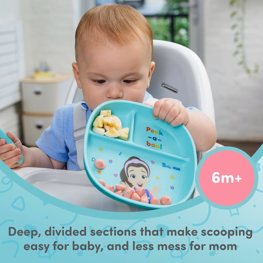 Set di stoviglie NUK Ms Rachel, composto da piatto e ciotola per bambini e posate per neonati (forchetta e cucchiaio), set da pranzo per bambini, senza BPA, lavabile in lavastoviglie: per neonati
