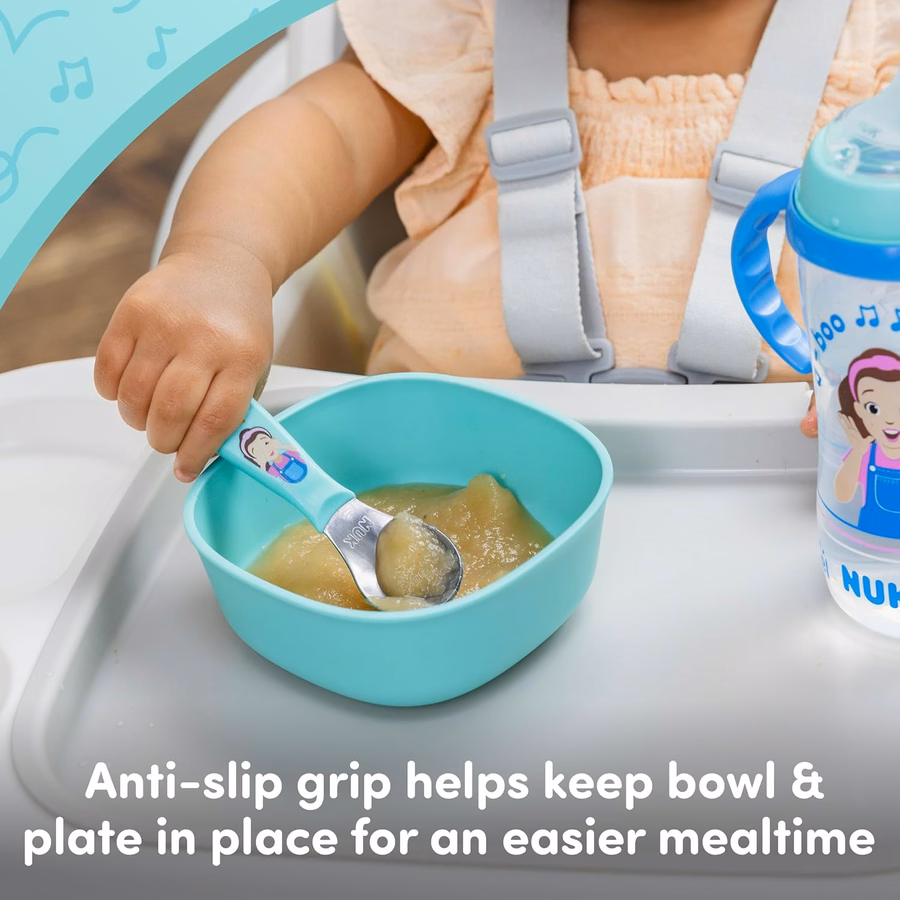 Set di stoviglie NUK Ms Rachel, composto da piatto e ciotola per bambini e posate per neonati (forchetta e cucchiaio), set da pranzo per bambini, senza BPA, lavabile in lavastoviglie: per neonati