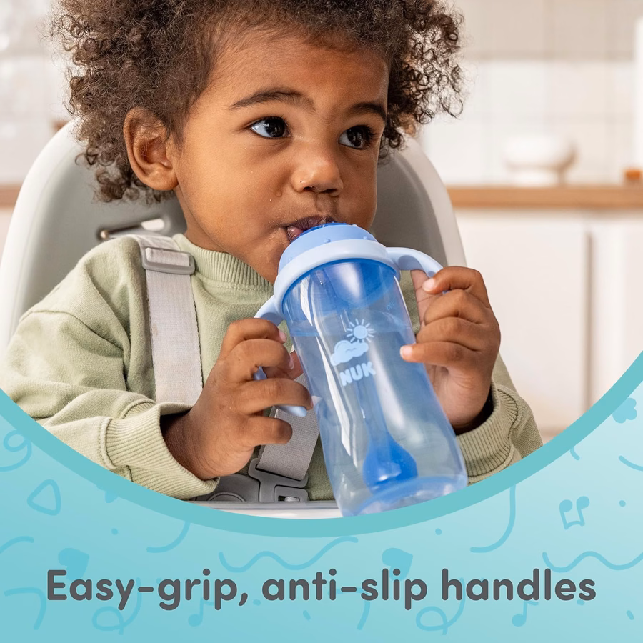 NUK First Choice Ms. Rachel Learner Tazza con cannuccia, 295 ml. Tazza per neonati e bambini con cannuccia, antigoccia, confezione da 2: Bambino